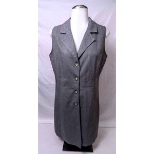VTG. Allen Samo U.S.A.~Grey/V-Neck/ Sleeveless/Button Detail Women's Dress~SMALL